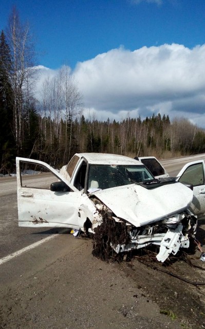 24 апреля на автодороге Кунгур-Соликамск произошло опрокидывание легкового автомобиля